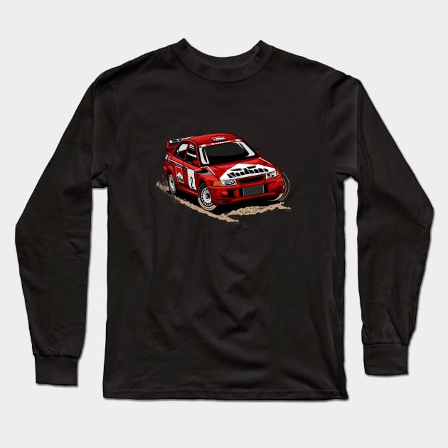 Makinen's evo rally car wave Long Sleeve T-Shirt by pujartwork